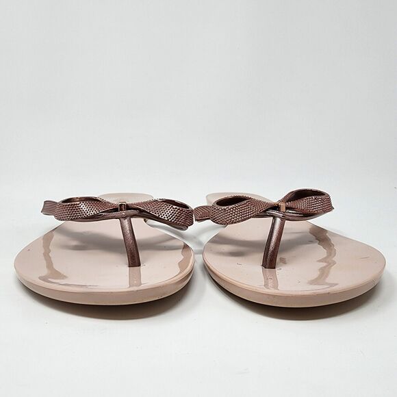 Melissa Harmonic Chrome II Flip Flop Metallic Pink Rose Bow, Jelly Sole US 9 EUC - Picture 7 of 10